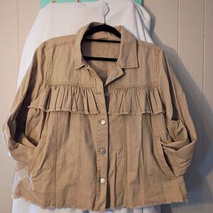 Abound Tan Ruffle Button-Up Jacket